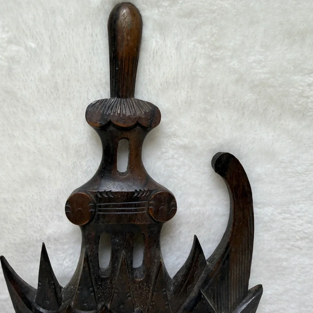 Vintage Hand Carved Wood Balinese Romantic Couple Wall Art Plaque‎ Sculpture 12